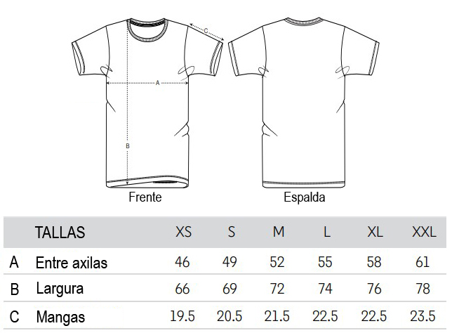 Guía de tallas camiseta